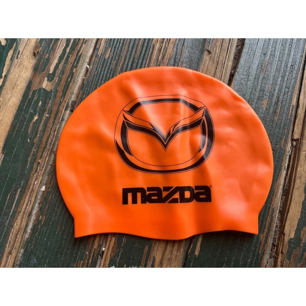 Hawk Racing Mazda Silicone Swim Cap Orange High Visibility Racing Logo 3088